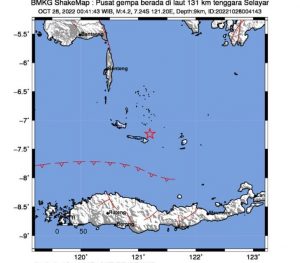 Gempa Bumi di Kabupaten Kepulauan Selayar Berkekuatan 4,2 Magnitudo
