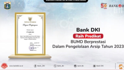 Bank DKI Kembali Raih Penghargaan Pengelolaan Arsip Tahun 2023 dari Pemerintah Provinsi DKI Jakarta